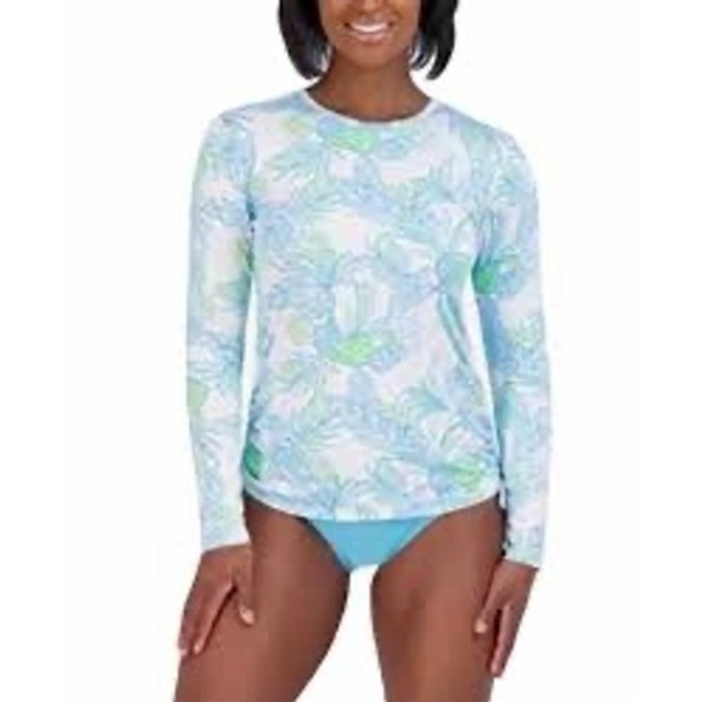 Stella Parker sun protection long sleeve floral swim top medium travel beach